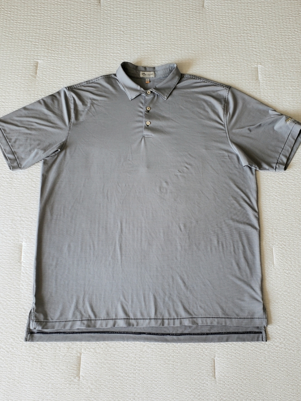 NWOT! PETER MILLAR Men's Summer Comfort Stripe Michelin Logo Shirt (XXL) Navy